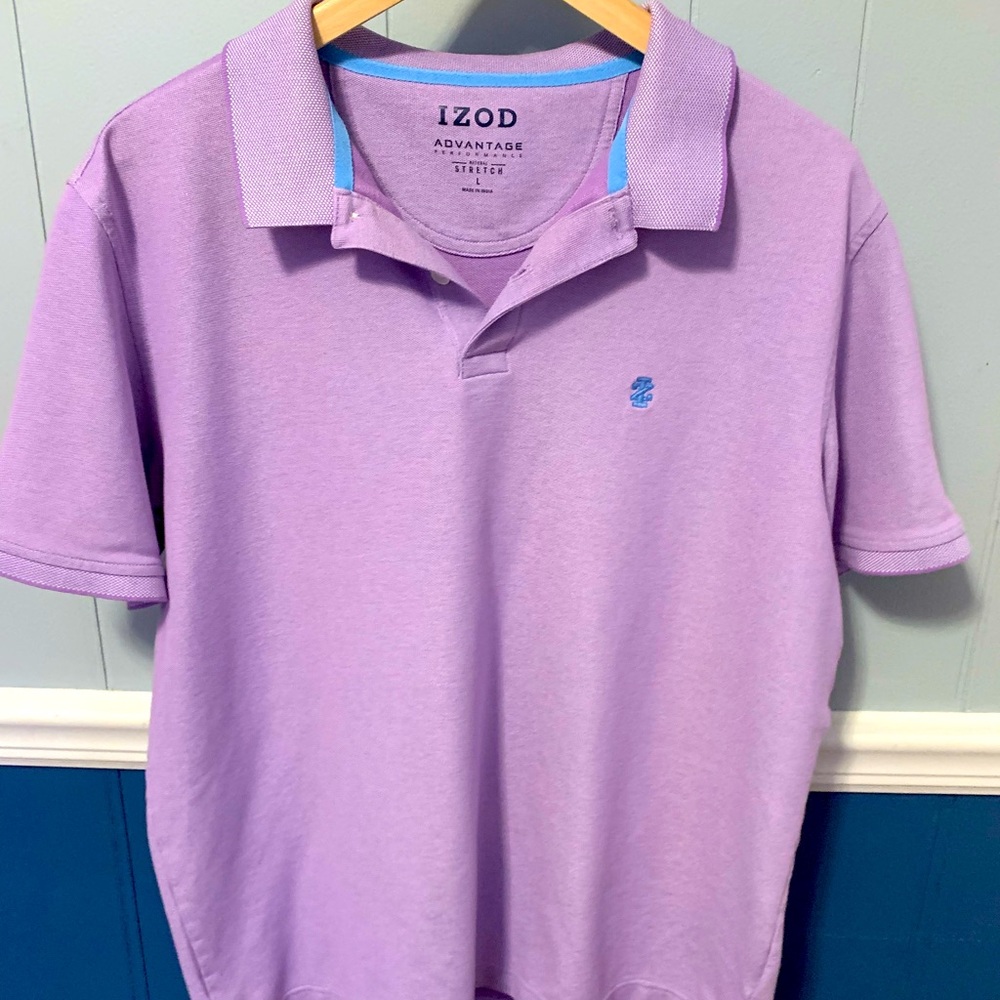 Izod Light purple polo shirt, Mens size large,  performance stretch.